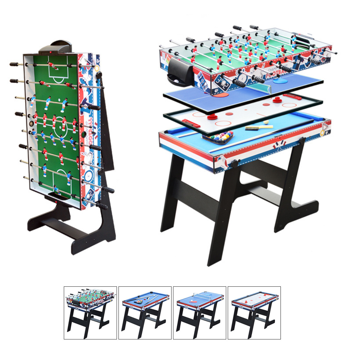 48 Foldable 4 in 1 Multi Game Table Kids Play Indoor 4 Game Comb Table With